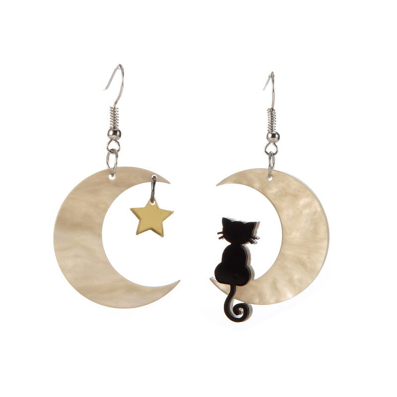 Gatito Luna Estrella Pendientes De Plastico al por mayor